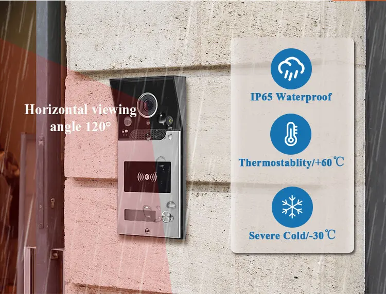 Smart 7 Colių Monitorius, WiFi Tuya Vaizdo Doorbell Lauko Durys Bell Vandeniui IP65 Domofonas Indukcinis Kortelės Atrakinti Duris Telefono Kamera Nuotrauka 3