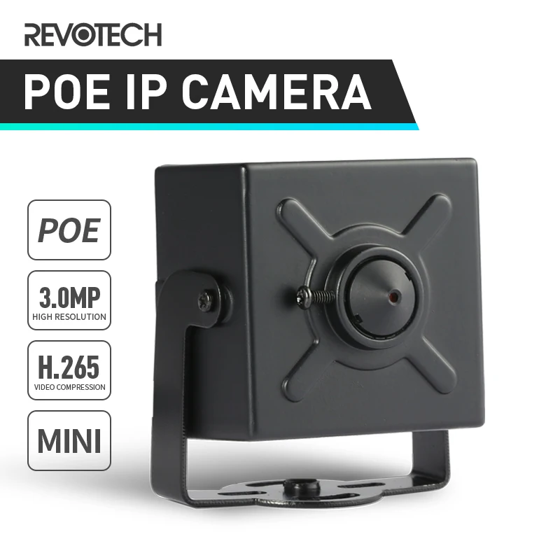 REVOTECH POE Mini IP vaizdo Kamera 3.7 mm Objektyvas HD 3MP H. 265 1296P / 1080P Patalpų Apsaugos Metalo ONVIF IP VAIZDO stebėjimo Sistemos, Vaizdo Surveillanc Nuotrauka 0
