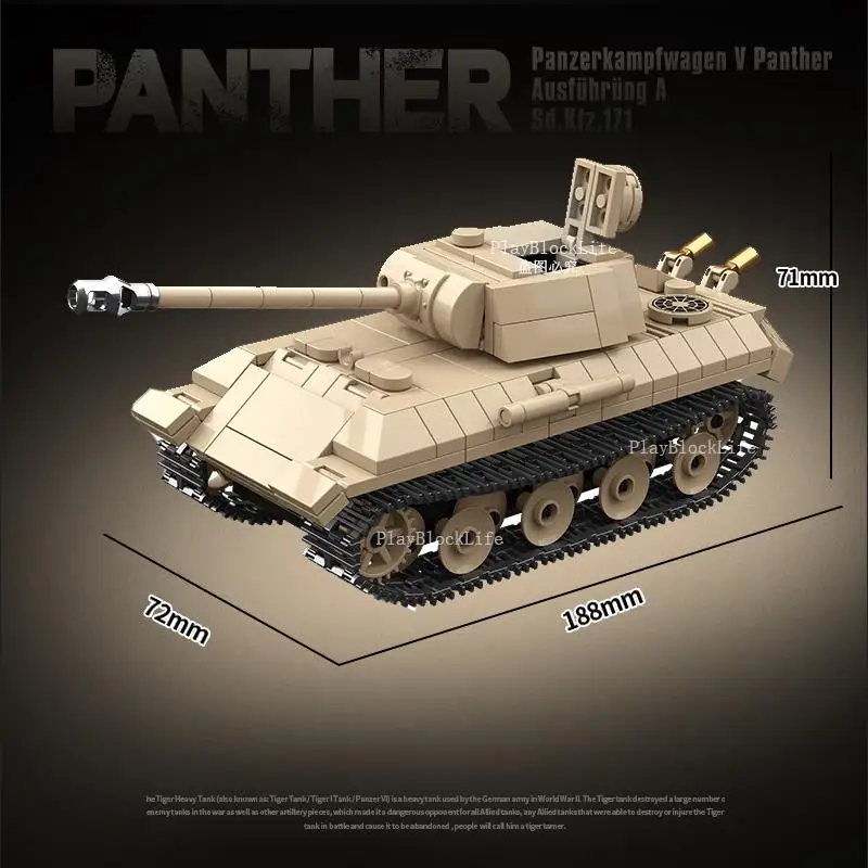 WW2 Karinių modelių Serija II Pasaulinio Karo vokiečių Pantera vidutinį Tanką Kolekcijos modelių Kūrimo Blokai, Plytos, Žaislai, Dovanos Nuotrauka 4