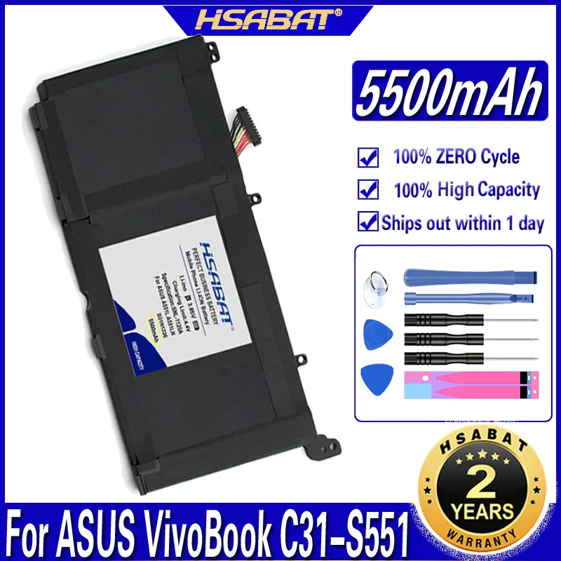 HSABAT B31N1336 Baterija ASUS VivoBook C31-S551 S551L S551LB S551LA R553L R553LN R553LF K551L K551LN V551L V551LA Baterijos Nuotrauka 0