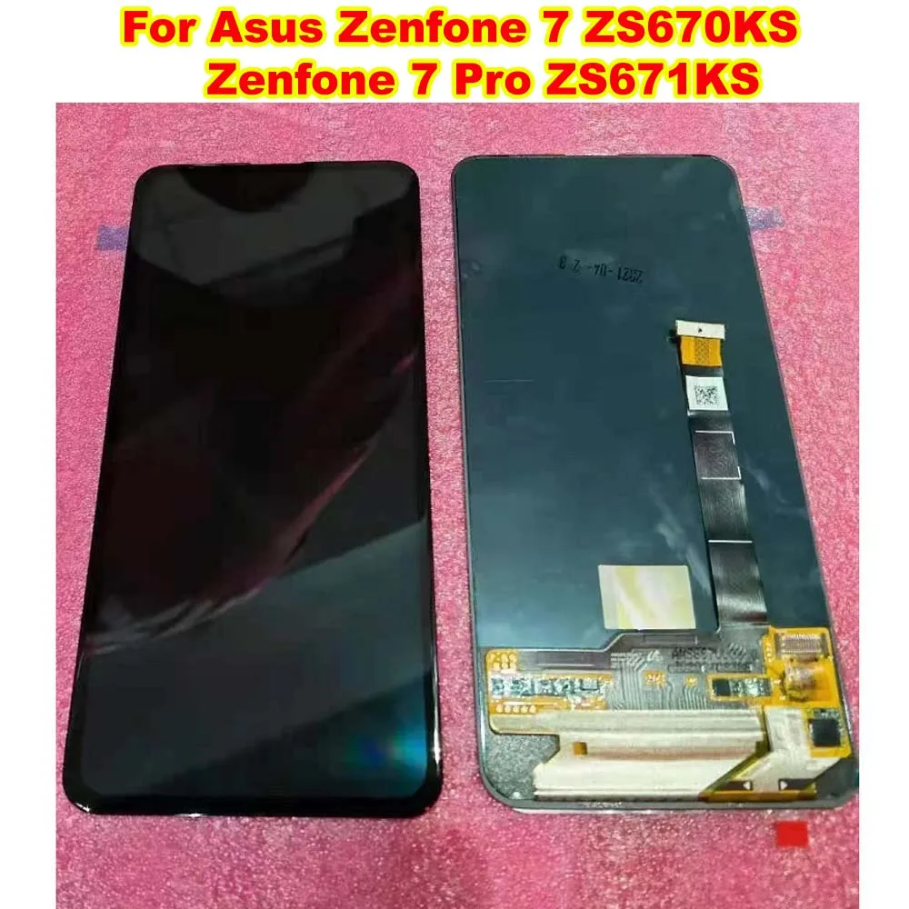 Geriausia AMOLED LCD Ekranas Touch Panel Ekrano skaitmeninis keitiklis Surinkimo Jutiklis Asus Zenfone 7 ZS670KS 7 Pro ZS671KS Telefono Pantalla Nuotrauka 0