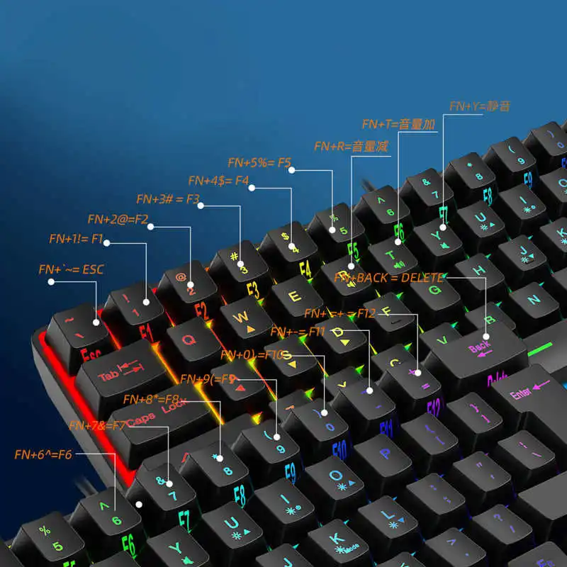 5 Kolonėlė Lygiai RGB Apšvietimu USB Mini Mechaninė Žaidimų Klaviatūra FN Derinys Nuorodą 61 Klavišų Laidinio Už PC Gamer Nuotrauka 3