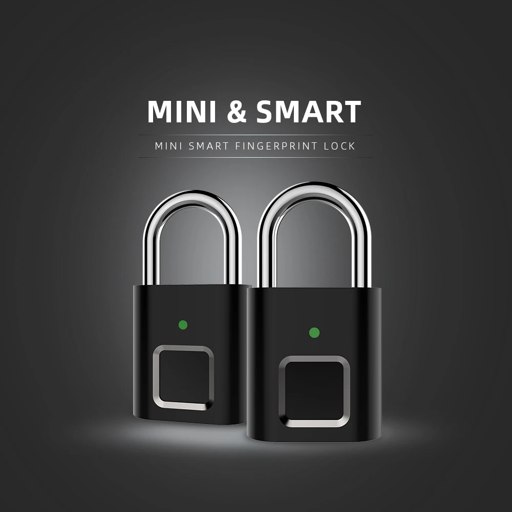 Mini Smart Biometrinių Thumbprint Durų Spynos Įkrovimo Durų Užraktas, pirštų Atspaudų Smart Spynos, USB Keyless Greitai Atrakinti Nuotrauka 1