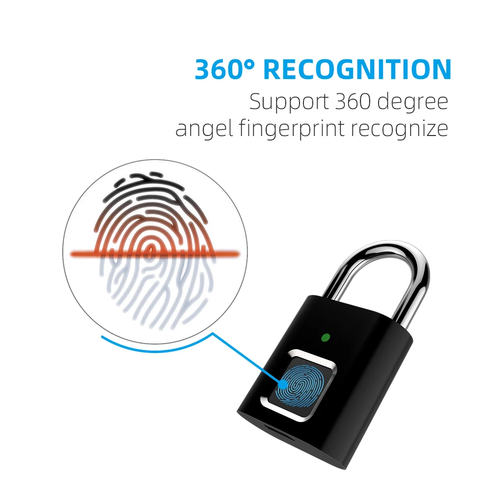 Mini Smart Biometrinių Thumbprint Durų Spynos Įkrovimo Durų Užraktas, pirštų Atspaudų Smart Spynos, USB Keyless Greitai Atrakinti Nuotrauka 4